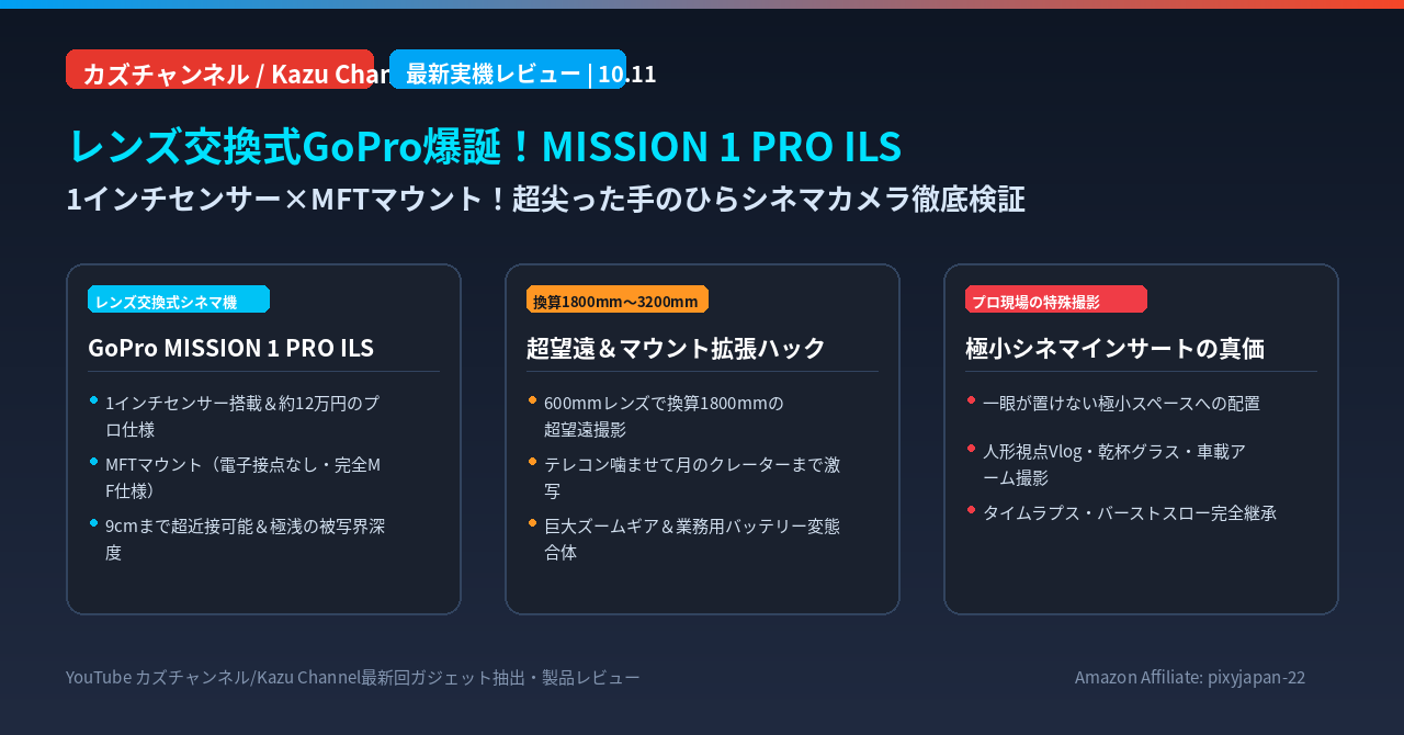 【新製品】レンズ交換式GoProMISSION 1 PRO ILSがやってきた！
